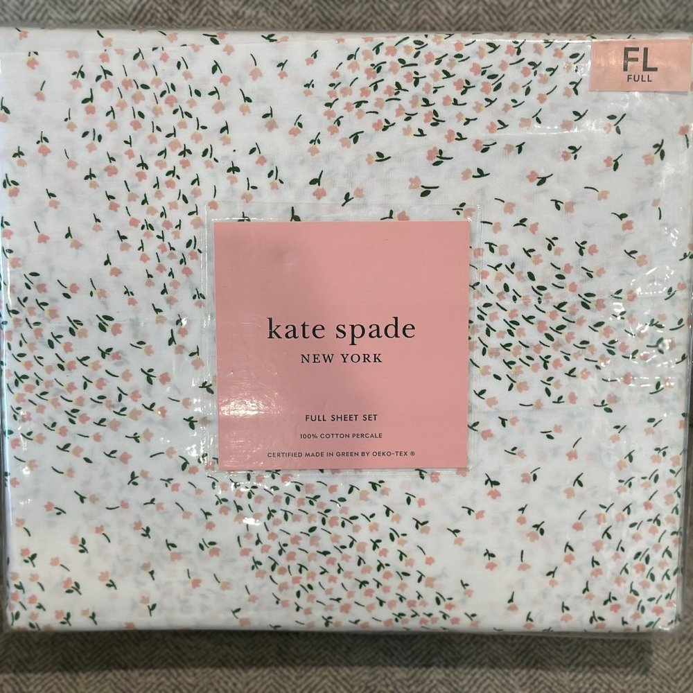 Kate Spade New York Full Sheet Set | Pink Floral on White
